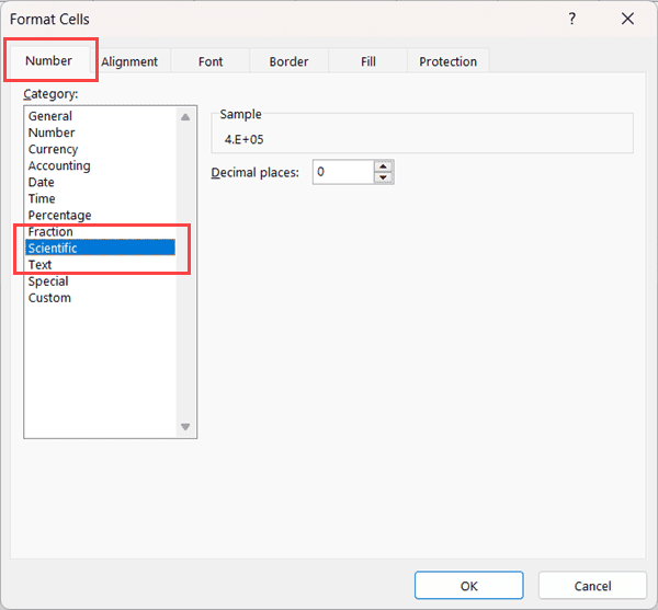 在“设置单元格格式”对话框中选择“科学”选项
