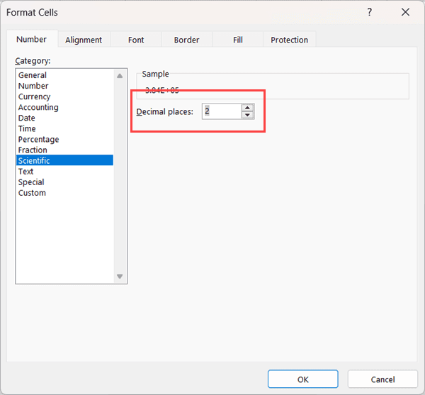 以科学格式指定您想要的小数位