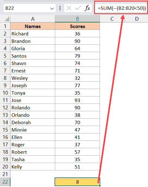 SUM 函数计算小于某个值的单元格