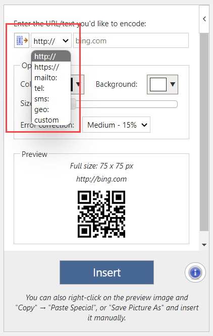 从下拉列表中选择 HTTPS 选项