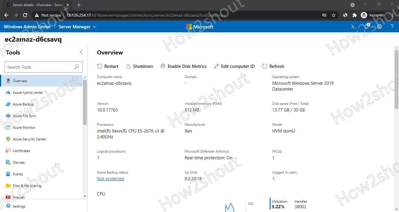 使用WAC连接管理AWS lightsail Windows服务器