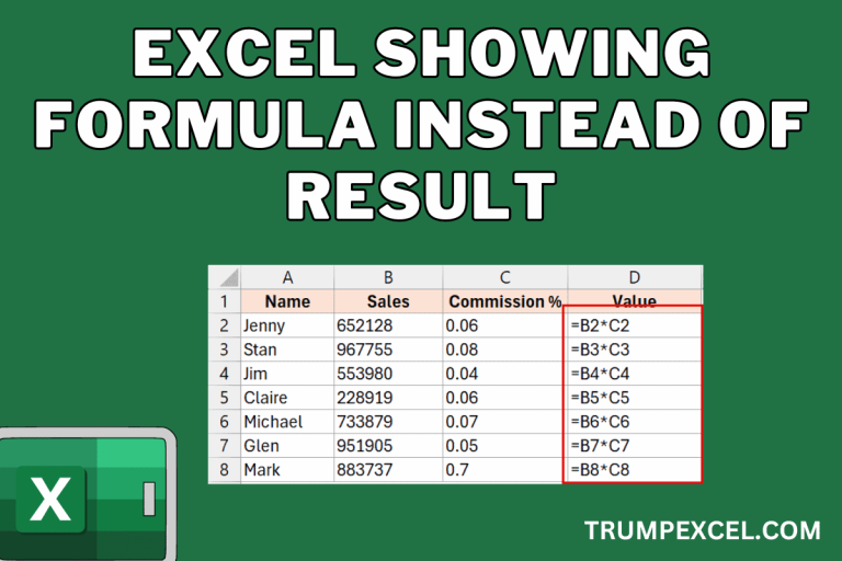 Excel Showing Formula Instead of Result