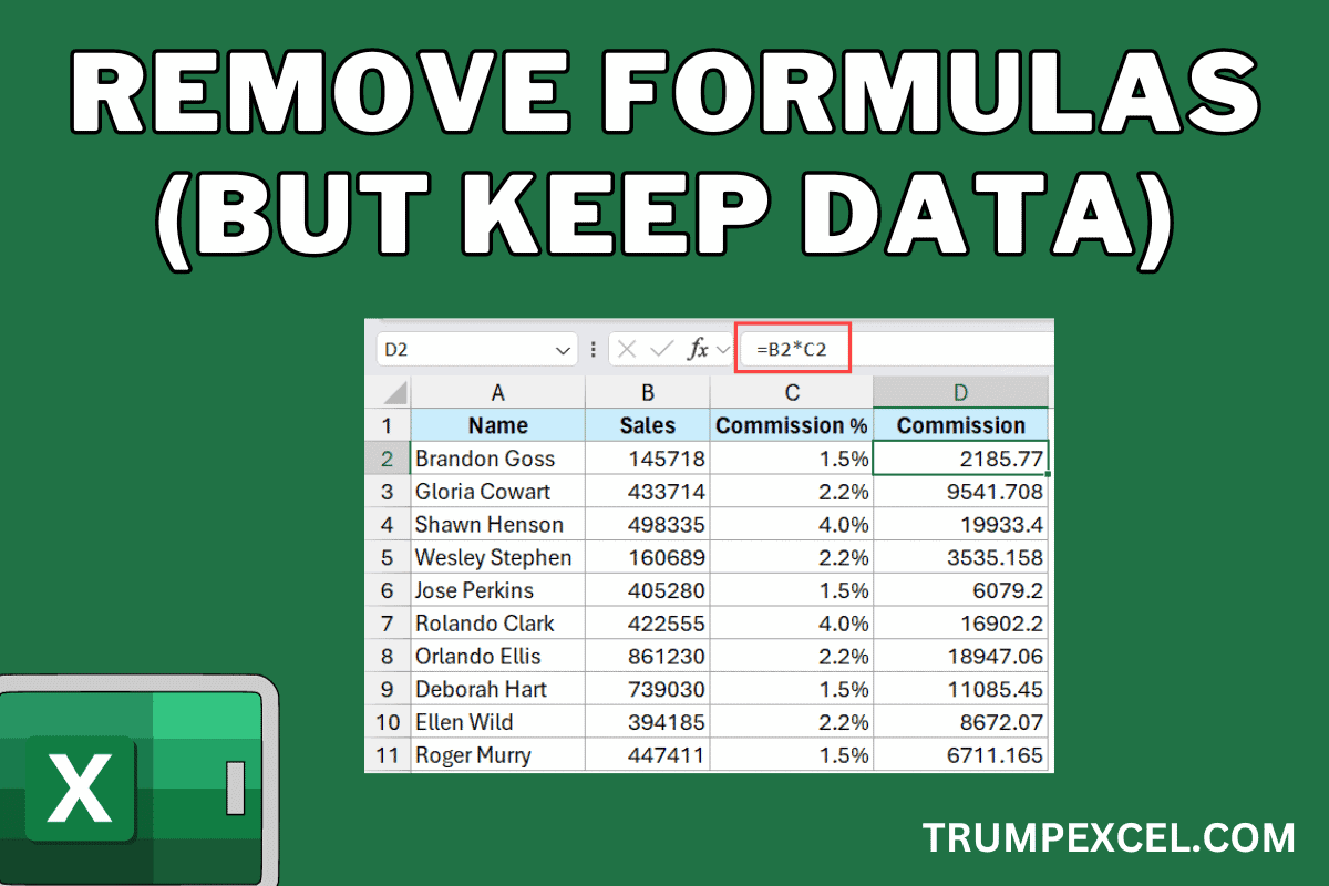 Remove Formulas but Keep Data in