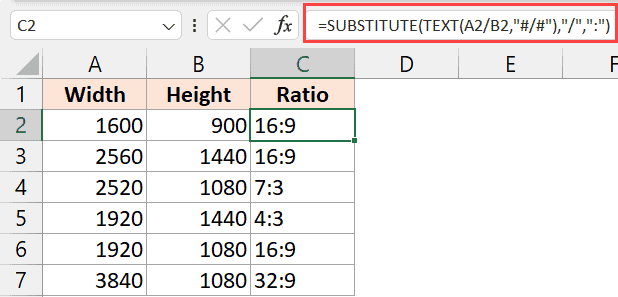 Excel 中计算比率的文本函数