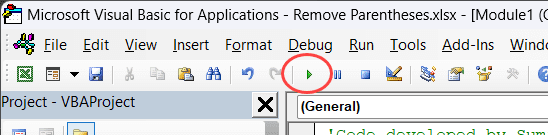 单击运行宏图标来运行宏