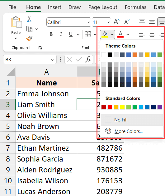 选择要突出显示单元格的颜色