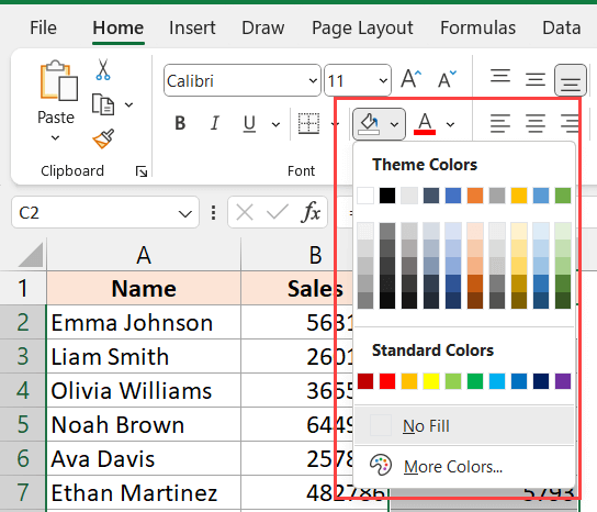 用公式填充所选单元格的颜色