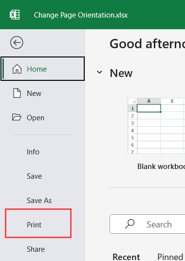 点击文件后台区域的打印选项