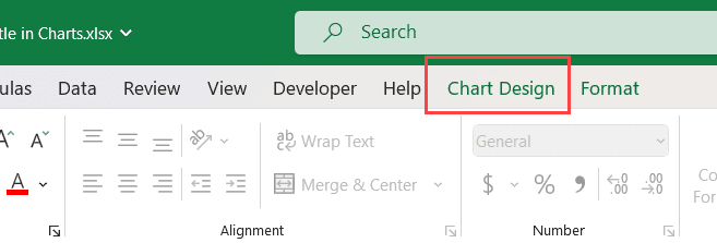 功能区中的图表设计选项卡
