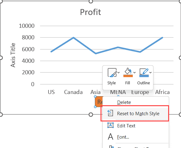 重置为匹配样式选项