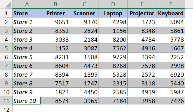 已使用 VBA 选择每隔一行