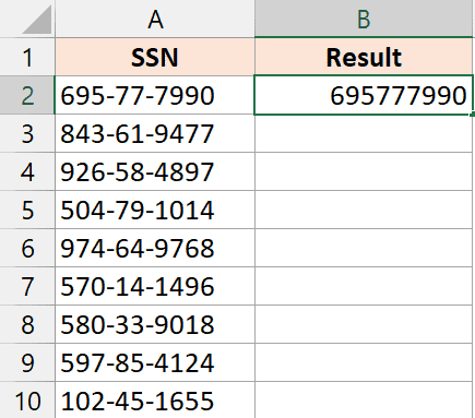 在单元格 B2 中输入预期结果