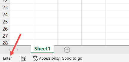 在 Excel 状态栏中输入模式