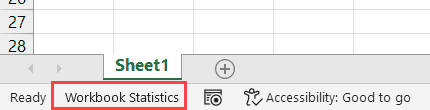 状态栏中的工作簿统计选项变得可见