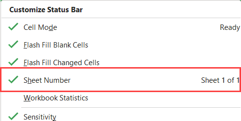 状态栏中启用图纸编号选项
