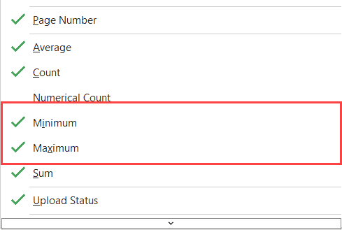 启用数据范围内的最大值和最小值