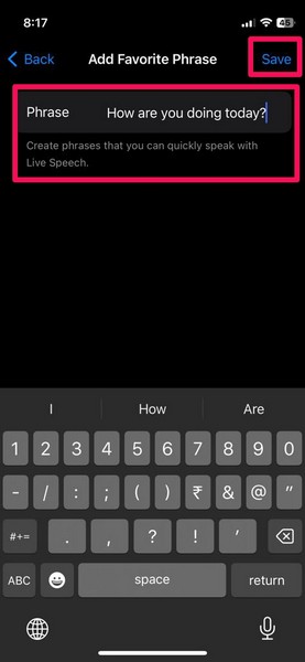 添加最喜欢的短语现场演讲 iphone ios 17 3