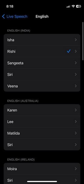 更改实时语音 iphone ios 17 2