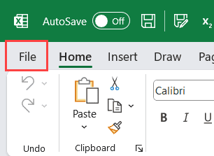 单击文件选项卡