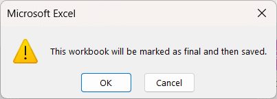 提示该文件将被标记为最终文件