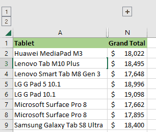 单击减号按钮可折叠该组