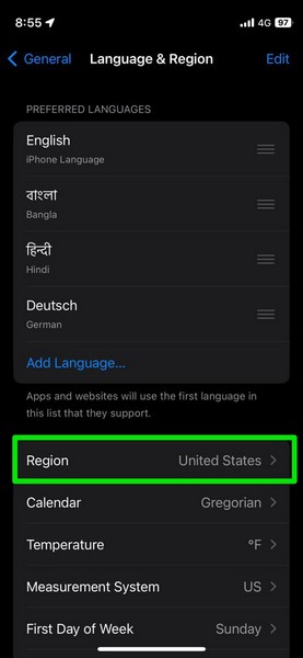更改语言和区域 iPhone ios 17 5