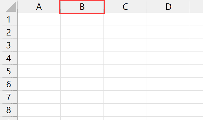 行与列 - Excel 中的 B 列