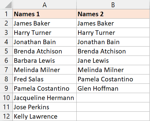 用于比较两列中的文本的数据集