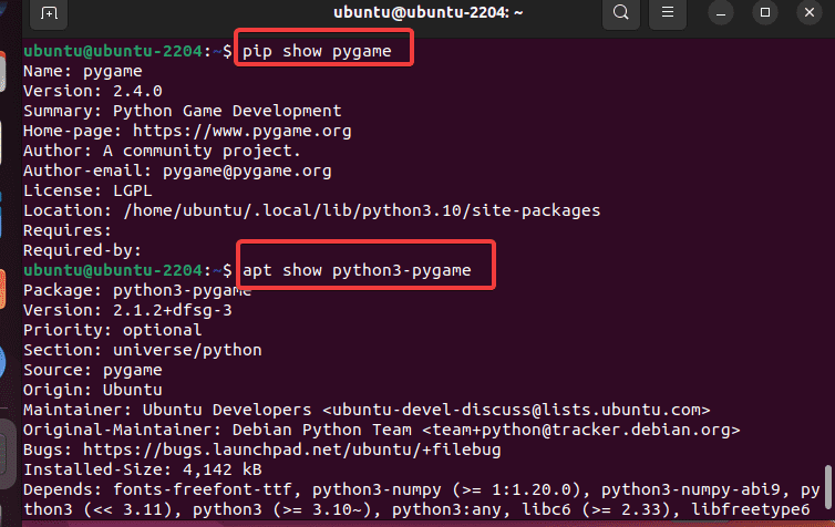 Check the pygame install.png