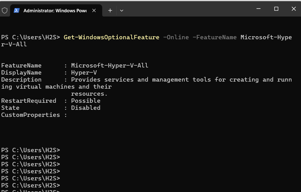 Display Features Required for Hyper V Using PowerShell