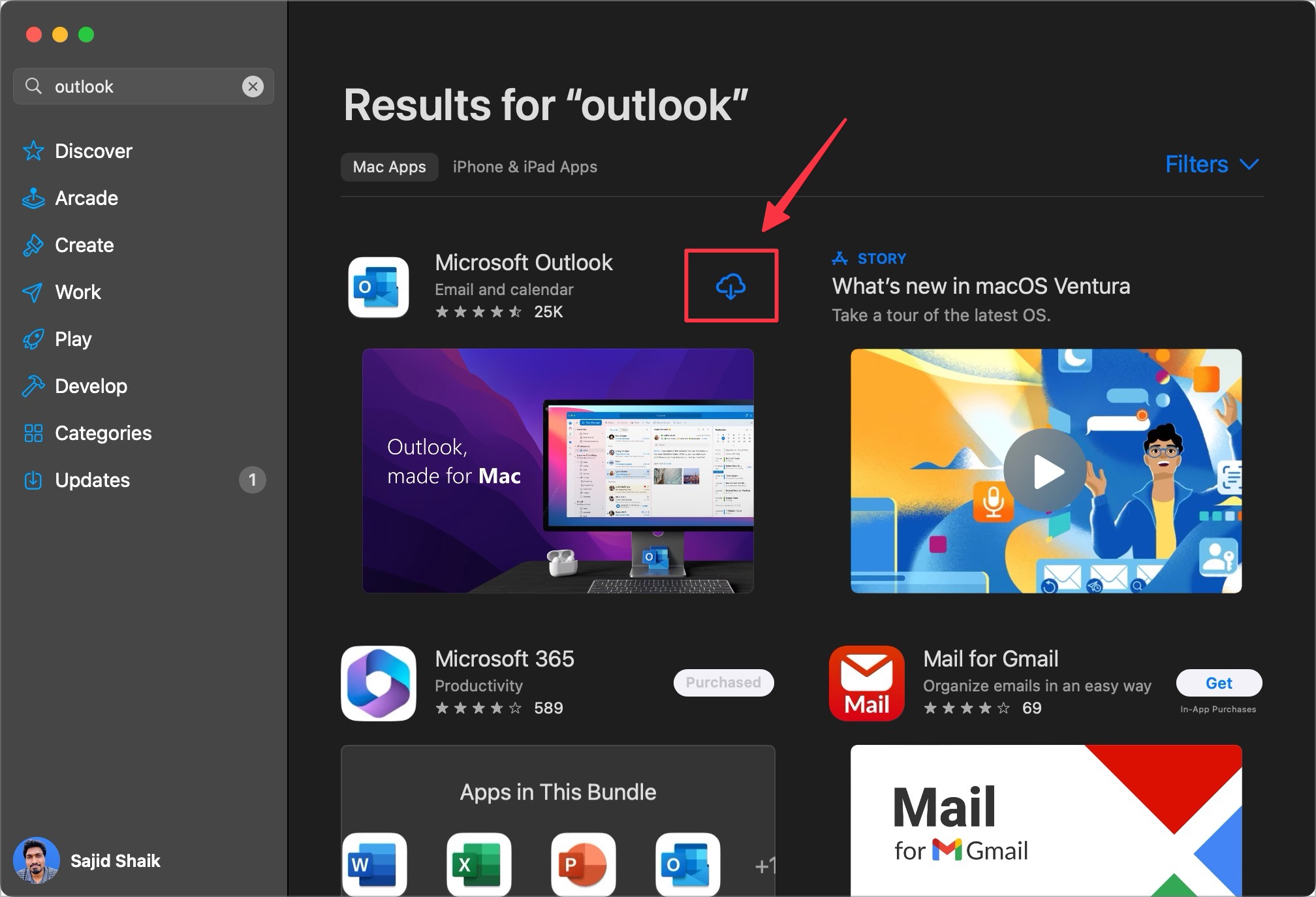 从 App Store 搜索并下载 Outlook