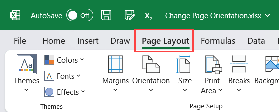 如何更改Excel中的页面方向