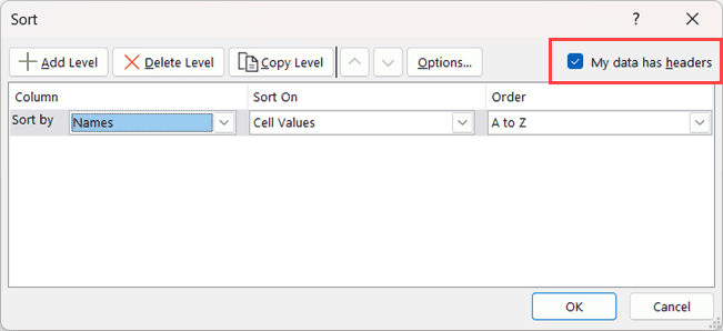 检查我的数据有标题