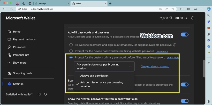 自定义主密码选项