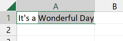 在单元格中选择的文本
