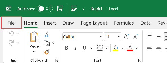 单击“文件”选项卡