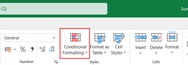 单击条件格式图标