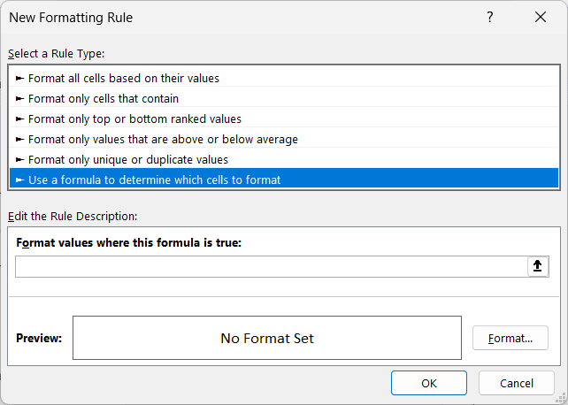 选择使用公式确定要设置格式的单元格