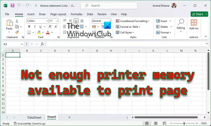 Not enough printer memory available to print page