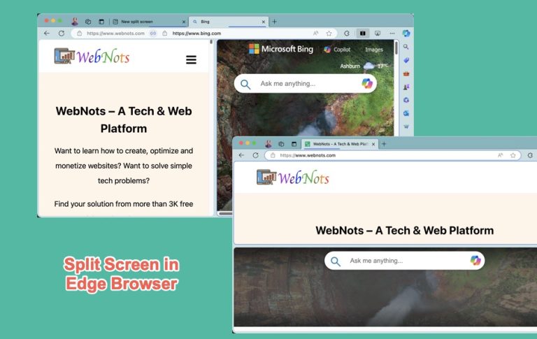 Split Screen in Edge Browser