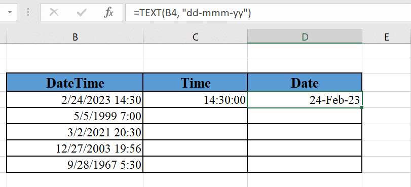 使用 Text() 函数提取日期