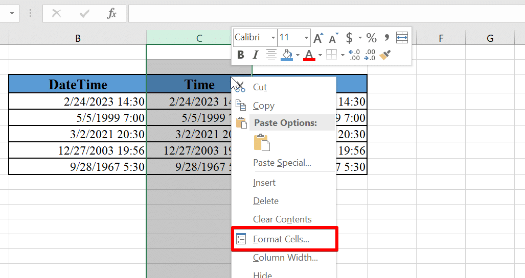 如何在Excel中从日期中删除时间
