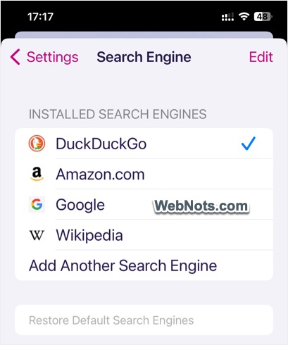 更改 Firefox 中的搜索引擎