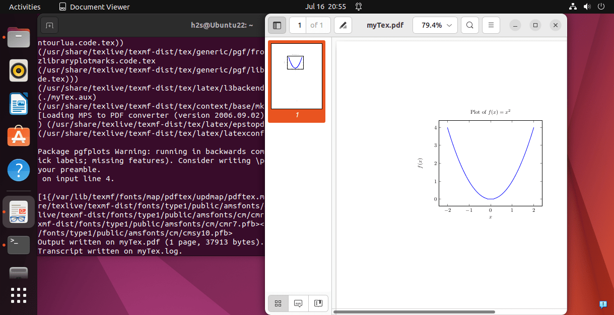 在Ubuntu 22.04/20.04中为LaTeX文档安装pgfplots