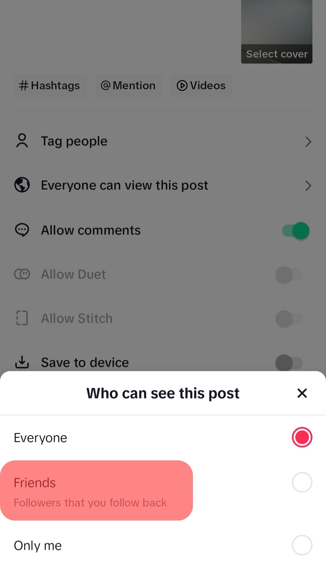 点击好友并发布视频。