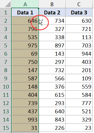 将光标放在选择的边缘