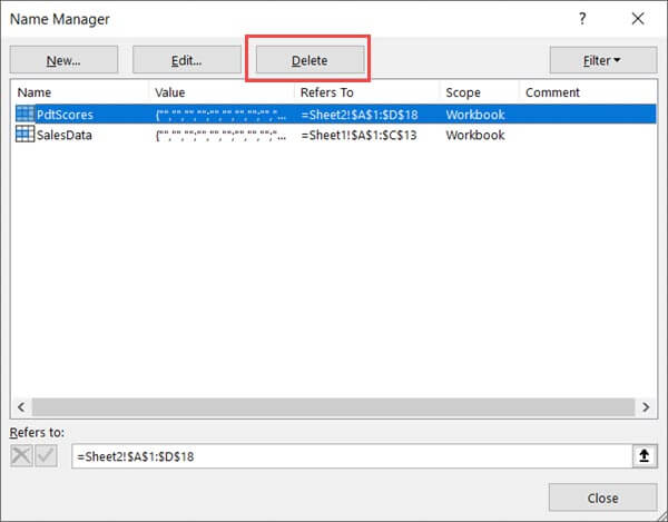 如何在Excel中删除命名范围 如何在excel中删除命名范围