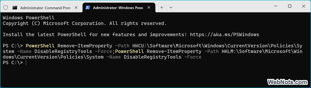 从 PowerShell 启用注册表
