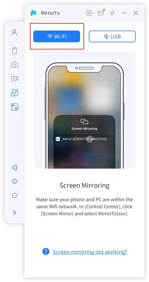在Mirrorto上选择wifi