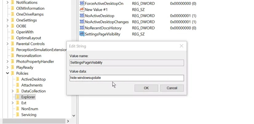 如何通过注册表编辑器隐藏Windows设置页面